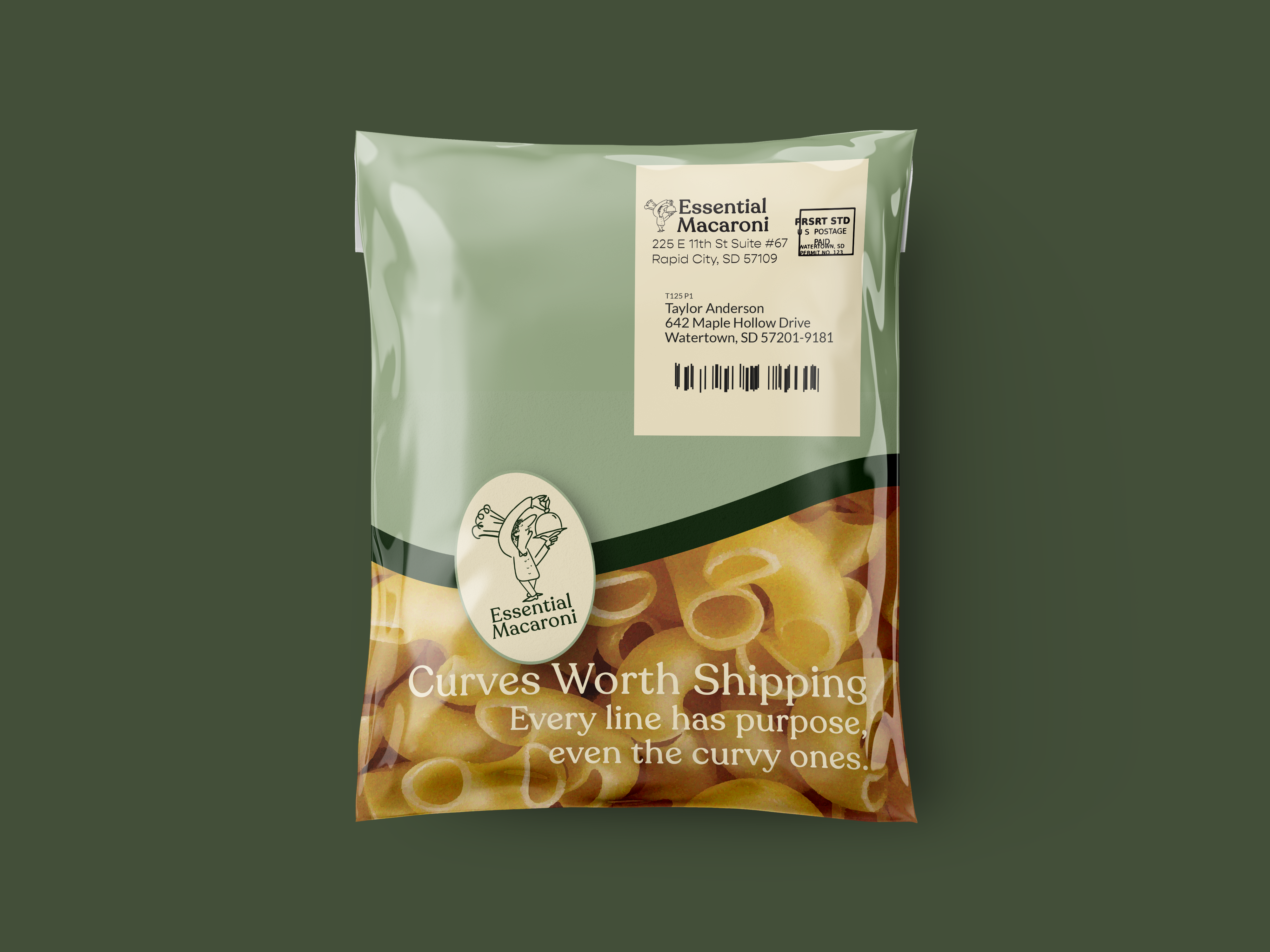Essential Macaroni parcel bag front
